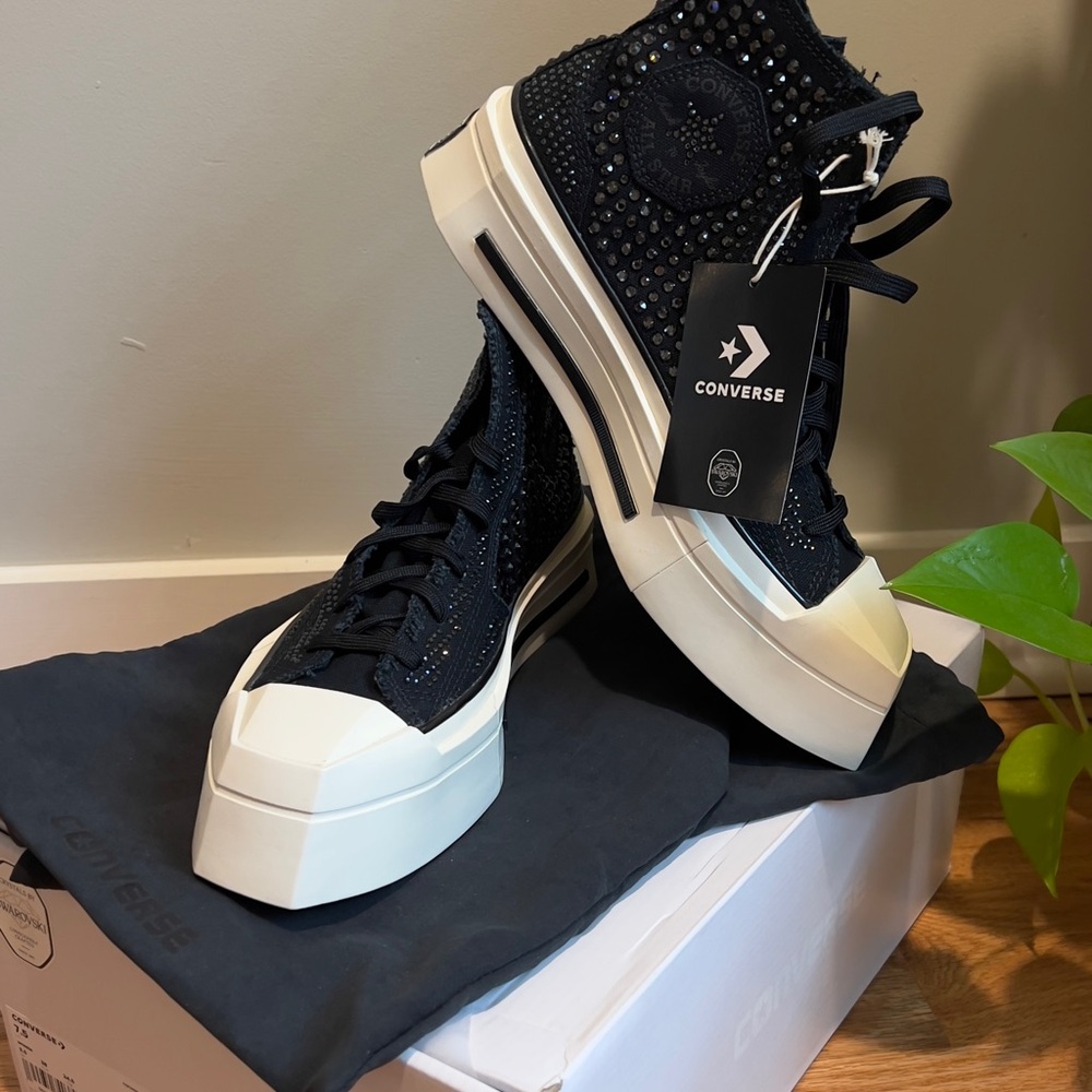 Converse X Swarovski Chuck 70 De Luxe Squared Black and White High-Top Sneakers